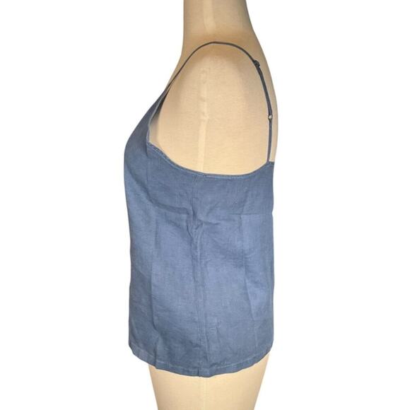 Revolve Krisa Tank 100% Linen Size Small Button Down Blue Adjustable Straps - Picture 4 of 9